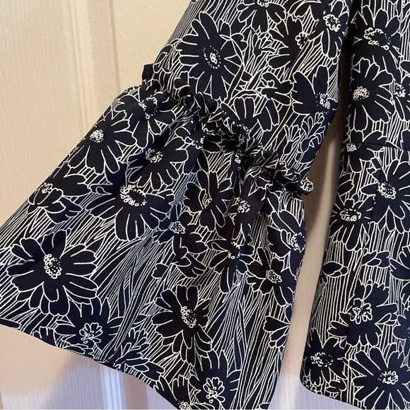 Banana Republic Navy/White Floral Jacket Blazer Size 10 - Picture 6 of 14